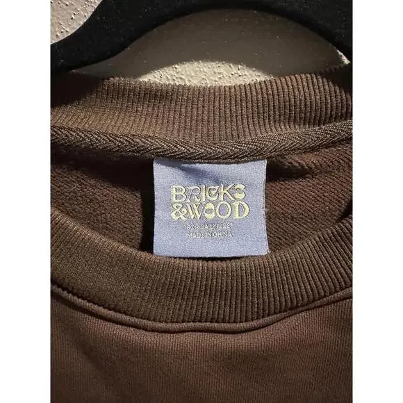 Bricks & Wood Brown Crewneck Sweatshirt Large L BW Logo Streetwear